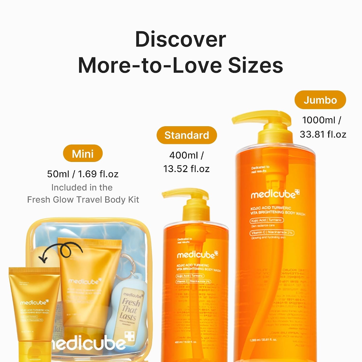 image:imagemedicube Kojic Acid Turmeric Brightening Body Wash Gentle Shower Gel for Uneven Skin Niacinamide Vitamin C AHABHA Deep Cleansing Hydrating Formula Easy and Effective 1352 floz3381 Fl Oz Pack of 1