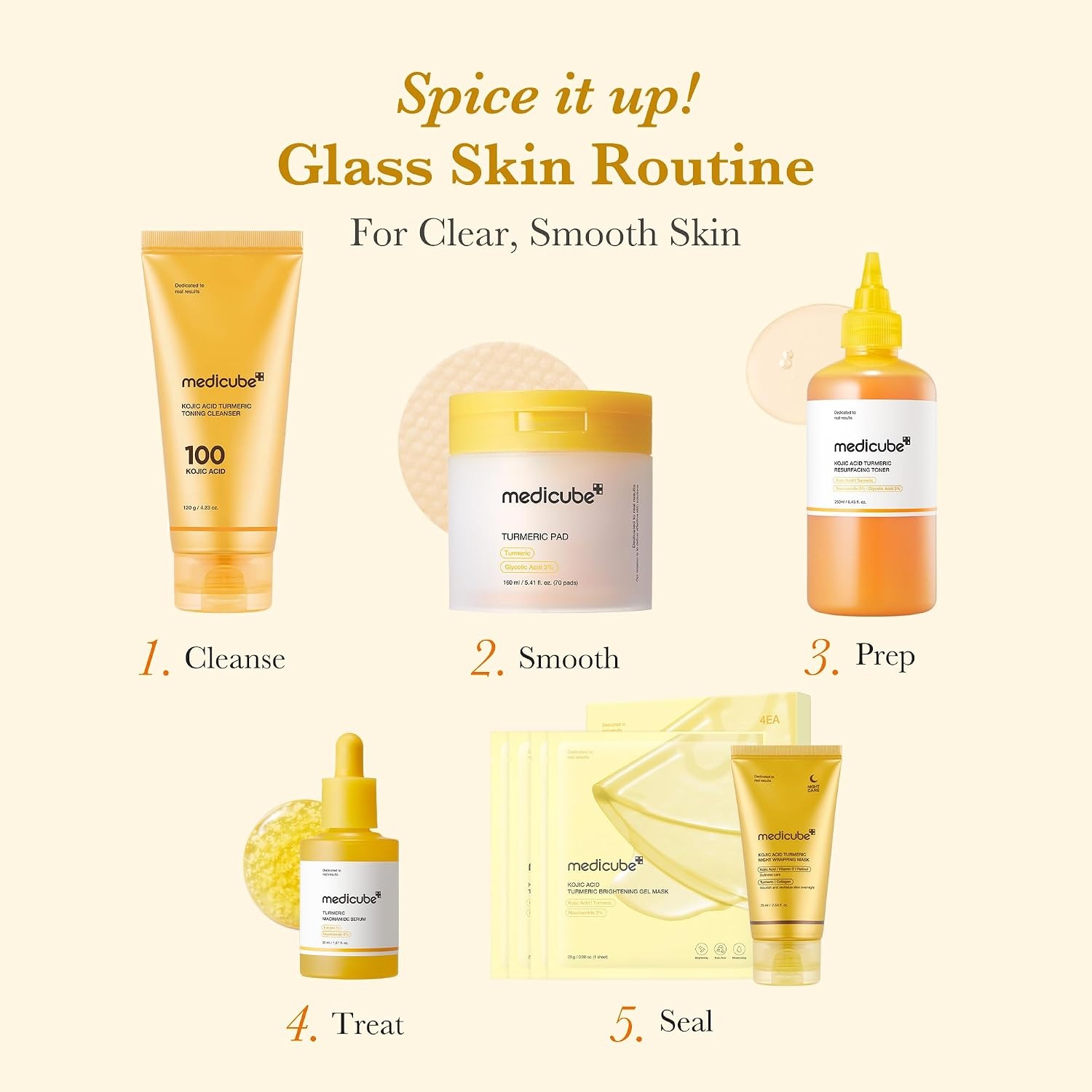 image:imagemedicube Kojic Acid Turmeric Smoothing Toner for Face amp Body Lightweight Toner for Balancing Uneven Skin Tone amp Texture Niacinamide Glycolic Acid for Clear Glass Skin 845 floz1 Count Pack of 1