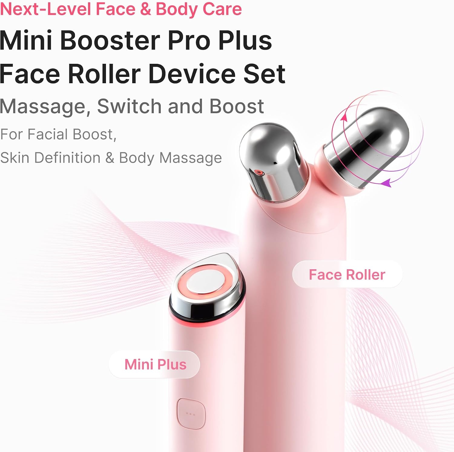 image:imagemedicube Mini Booster Pro Plus Full Facial Device Set 3in1 Korean Facial Device for Makeup Removal amp Pore Cleansing Skin Definition amp Body Care Skincare Boost with 3 Modes PinkPink