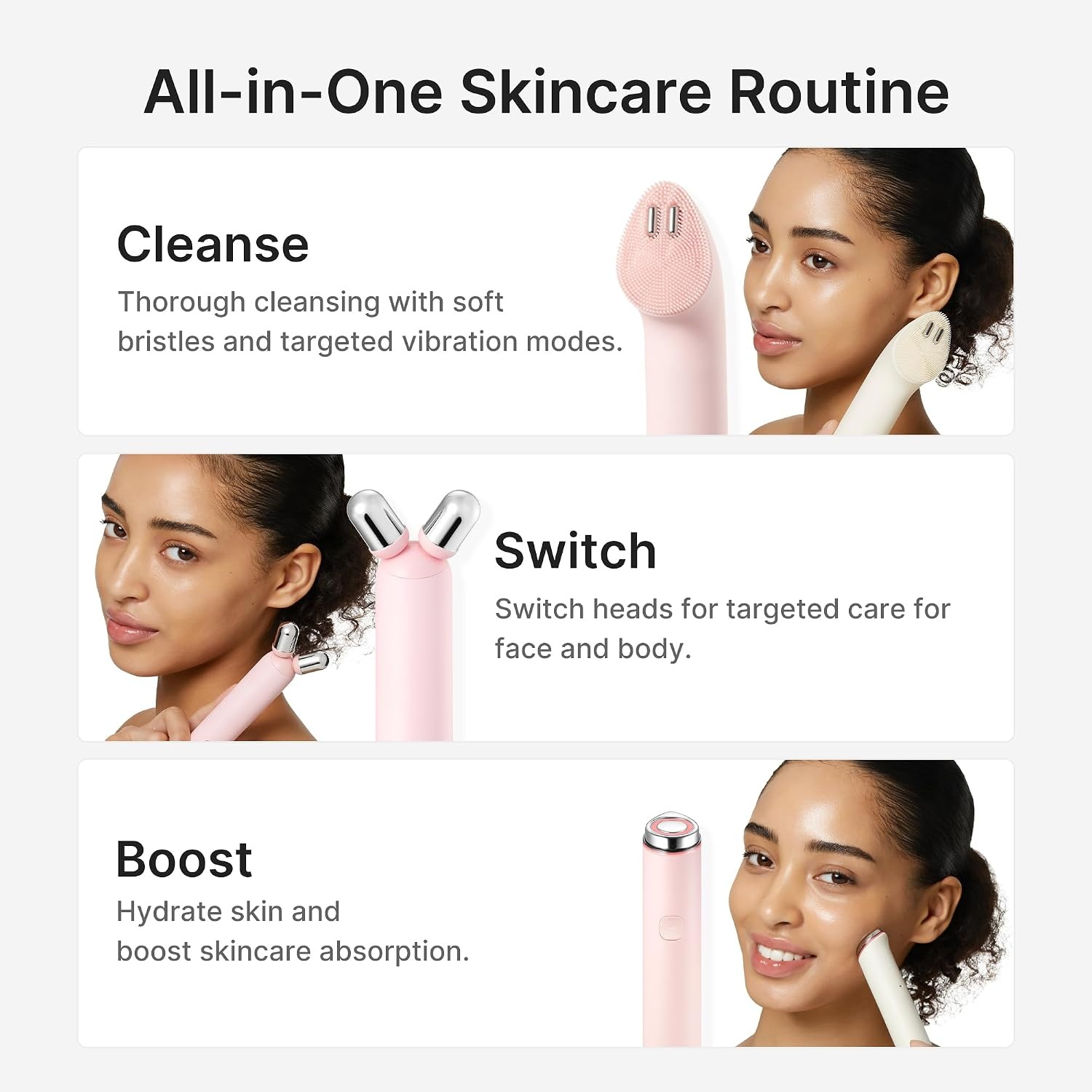 image:imagemedicube Mini Booster Pro Plus Full Facial Device Set 3in1 Korean Facial Device for Makeup Removal amp Pore Cleansing Skin Definition amp Body Care Skincare Boost with 3 Modes PinkBeige
