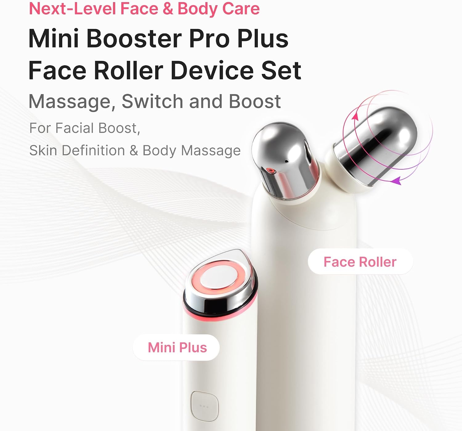 image:imagemedicube Mini Booster Pro Plus Full Facial Device Set 3in1 Korean Facial Device for Makeup Removal amp Pore Cleansing Skin Definition amp Body Care Skincare Boost with 3 Modes PinkBeige