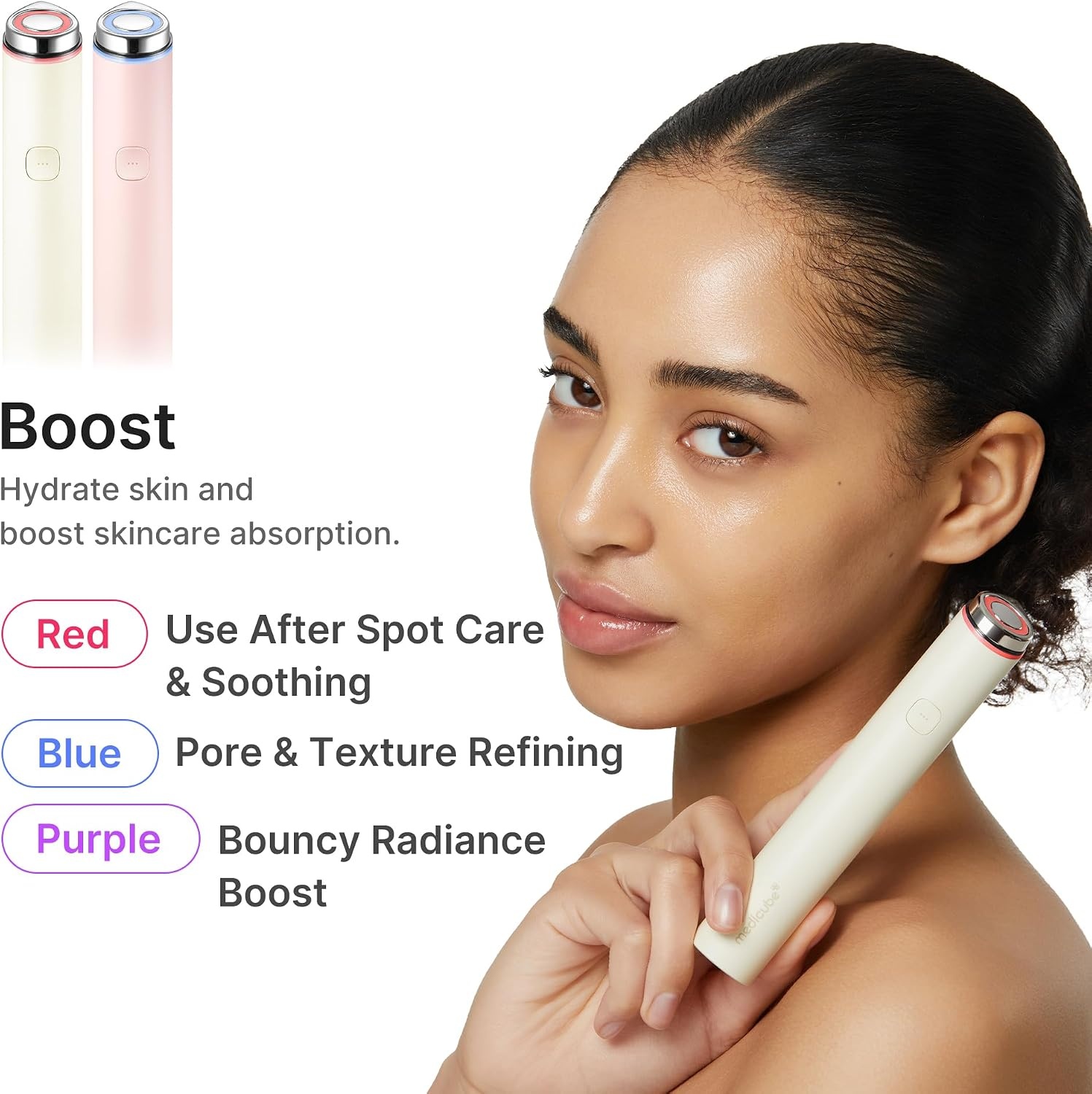 image:imagemedicube Mini Booster Pro Plus Full Facial Device Set 3in1 Korean Facial Device for Makeup Removal amp Pore Cleansing Skin Definition amp Body Care Skincare Boost with 3 Modes PinkPink