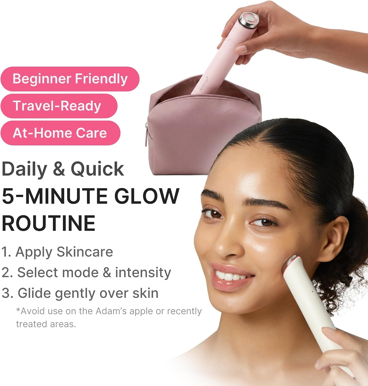 image:imagemedicube Mini Booster Pro Plus Full Facial Device Set 3in1 Korean Facial Device for Makeup Removal amp Pore Cleansing Skin Definition amp Body Care Skincare Boost with 3 Modes PinkPink