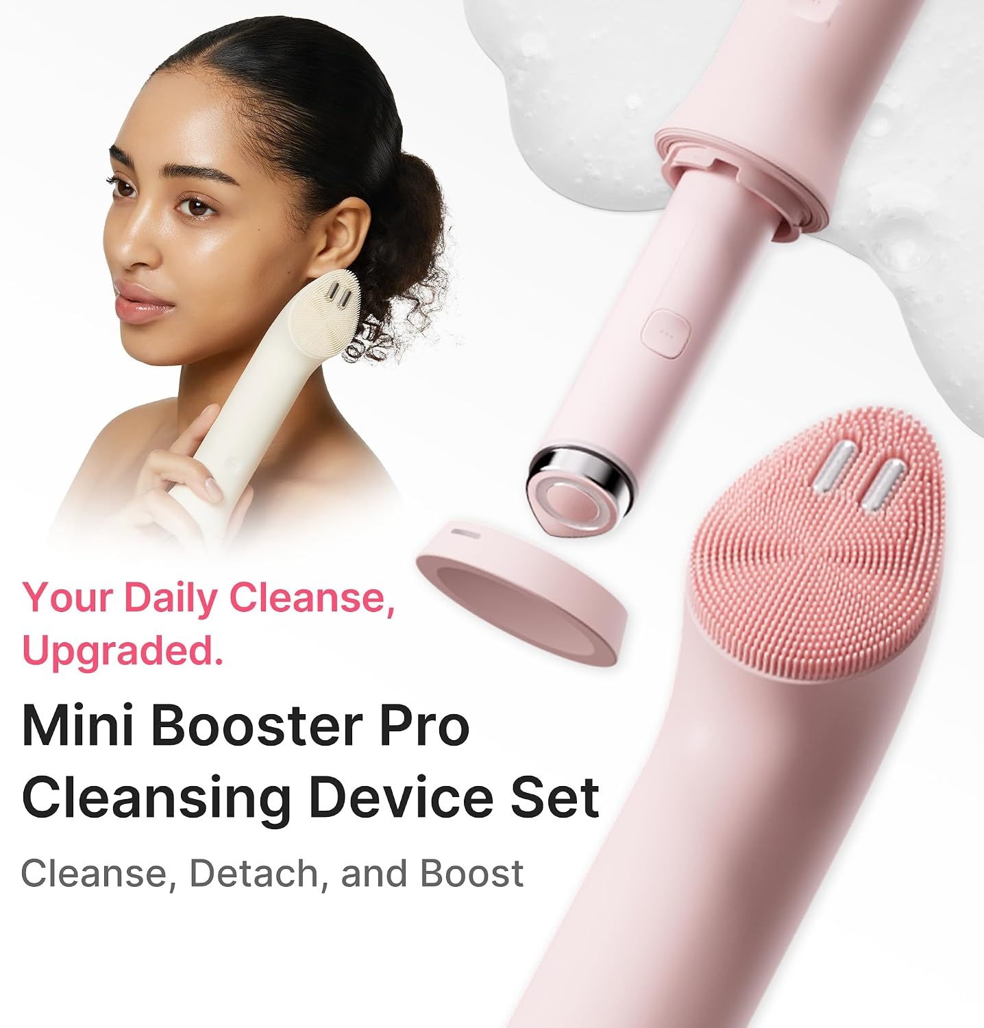 image:imagemedicube Mini Booster Pro Plus Full Facial Device Set 3in1 Korean Facial Device for Makeup Removal amp Pore Cleansing Skin Definition amp Body Care Skincare Boost with 3 Modes PinkBeige
