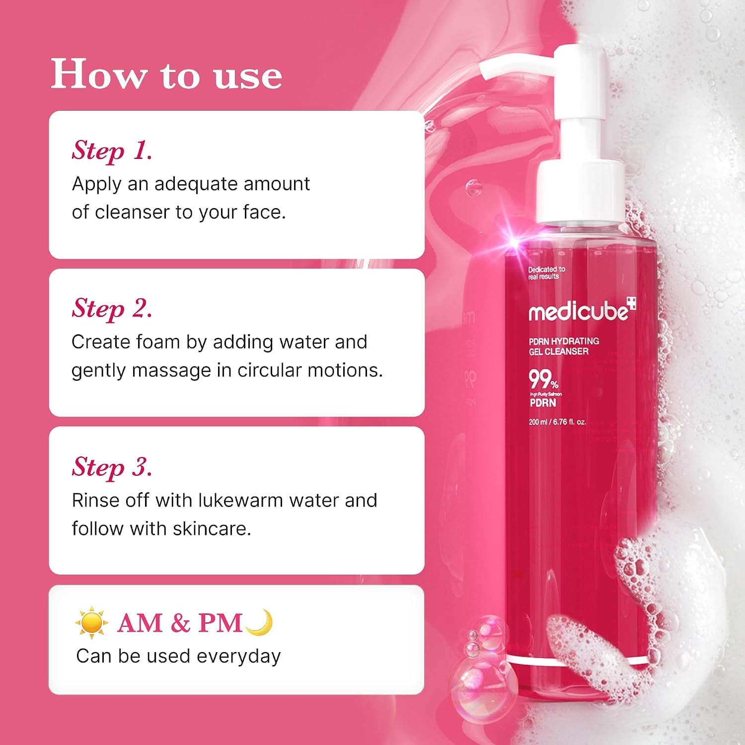 image:imagemedicube PDRN Cleanse amp Hydrate Duo Salmon DNA PDRN Pink Collagen Capsule Cream and PDRN Jelly to Foam Cleanser Lightweight Gel to Foam Cleanser and Moisturizer For Uneven Skin Tone