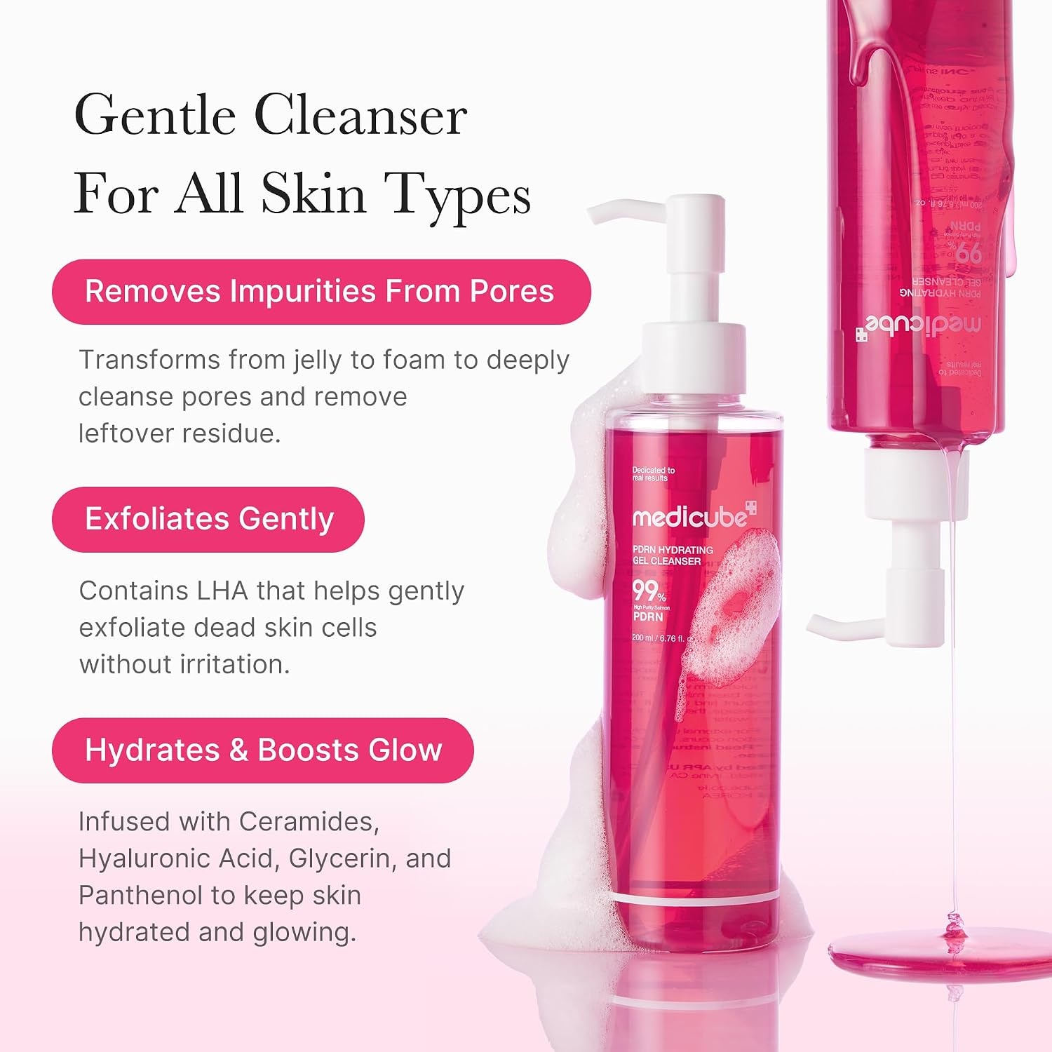 image:imagemedicube PDRN Cleanse amp Hydrate Duo Salmon DNA PDRN Pink Collagen Capsule Cream and PDRN Jelly to Foam Cleanser Lightweight Gel to Foam Cleanser and Moisturizer For Uneven Skin Tone