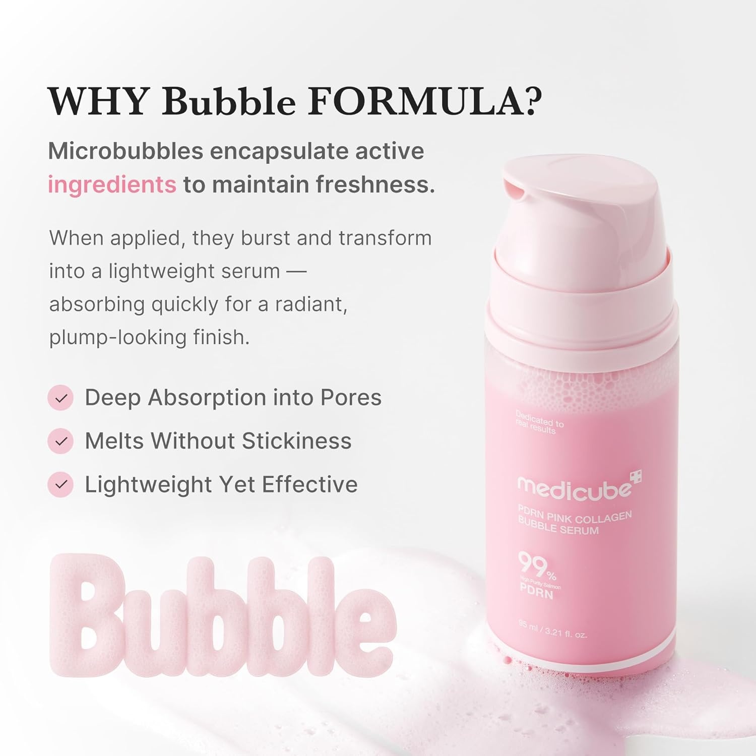 image:imagemedicube PDRN Pink Collagen Bubble Serum BubbletoGlow Firming Care Bubble Serum with PDRN amp Collagen Lightweight FastAbsorbing for Radiant Plump Skin Korean Skincare 321 floz