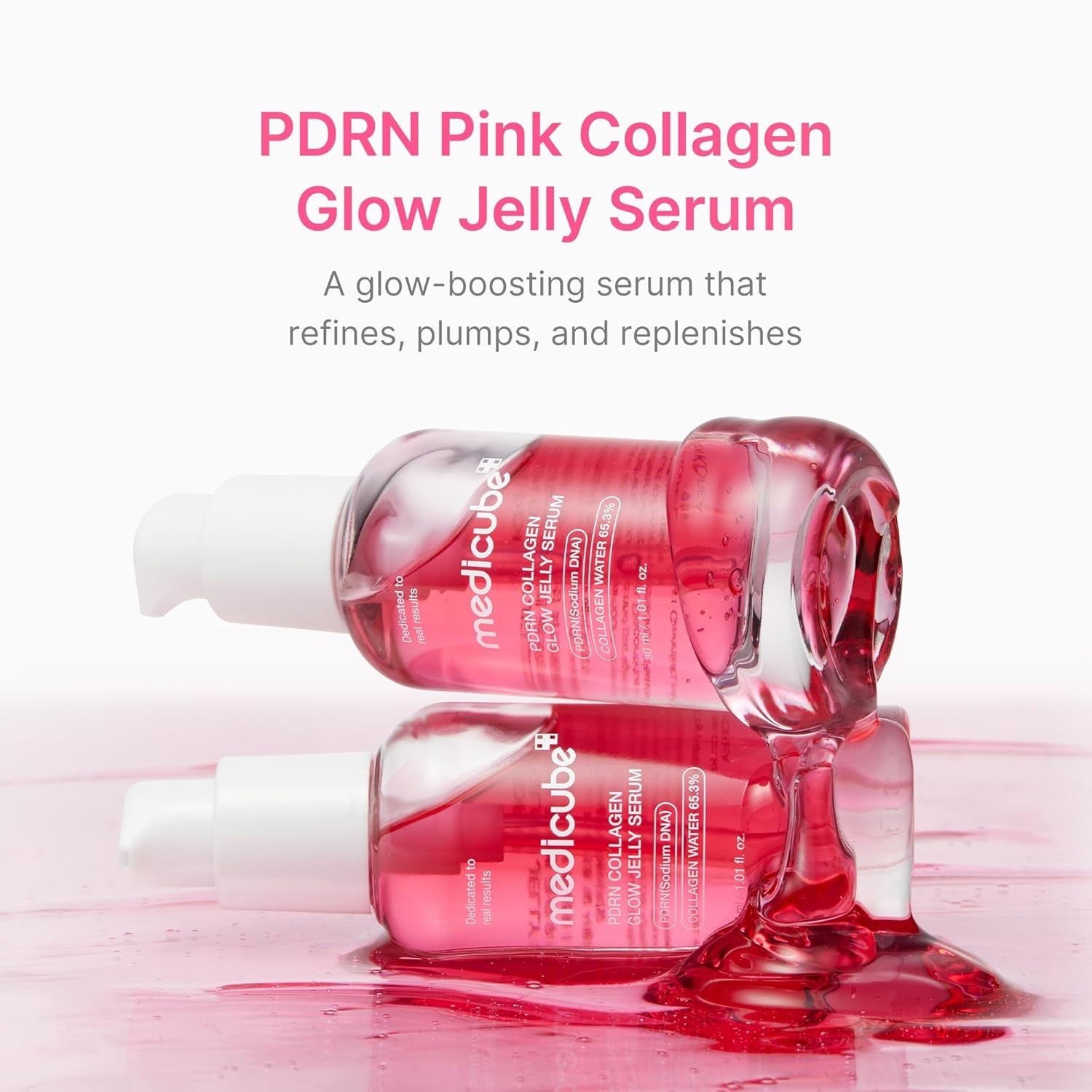 image:imagemedicube PDRN Pink Collagen Glow Jelly Serum Lightweight WaterJelly For Plump amp Supple Skin Radiance amp Elasticity Care Korean Skin Care 101 floz