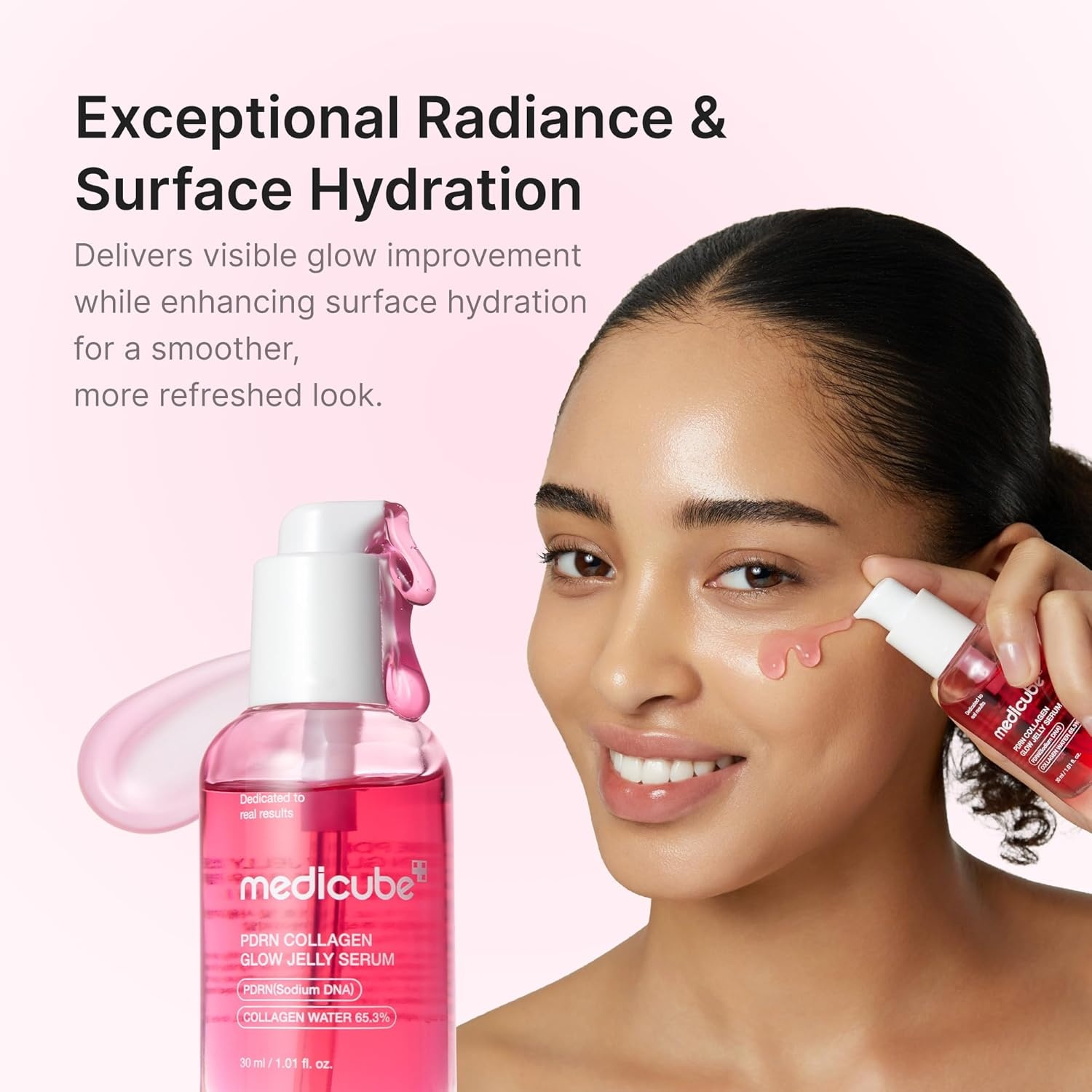 image:imagemedicube PDRN Pink Collagen Glow Jelly Serum Lightweight WaterJelly For Plump amp Supple Skin Radiance amp Elasticity Care Korean Skin Care 101 floz