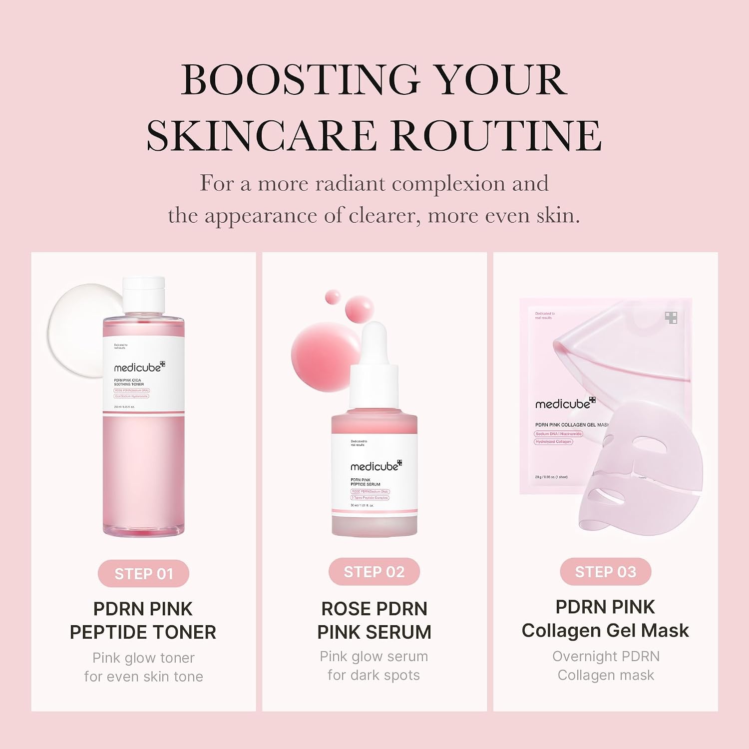 image:imagemedicube PDRN Toner Salmon DNA PDRN CICA Soothing Toner Lightweight Watery Toner with PDRN Niacinamide Peptides For Uneven Skin Tone amp Soothing Korean Skincare 845 fl ozRose PDRN Watery