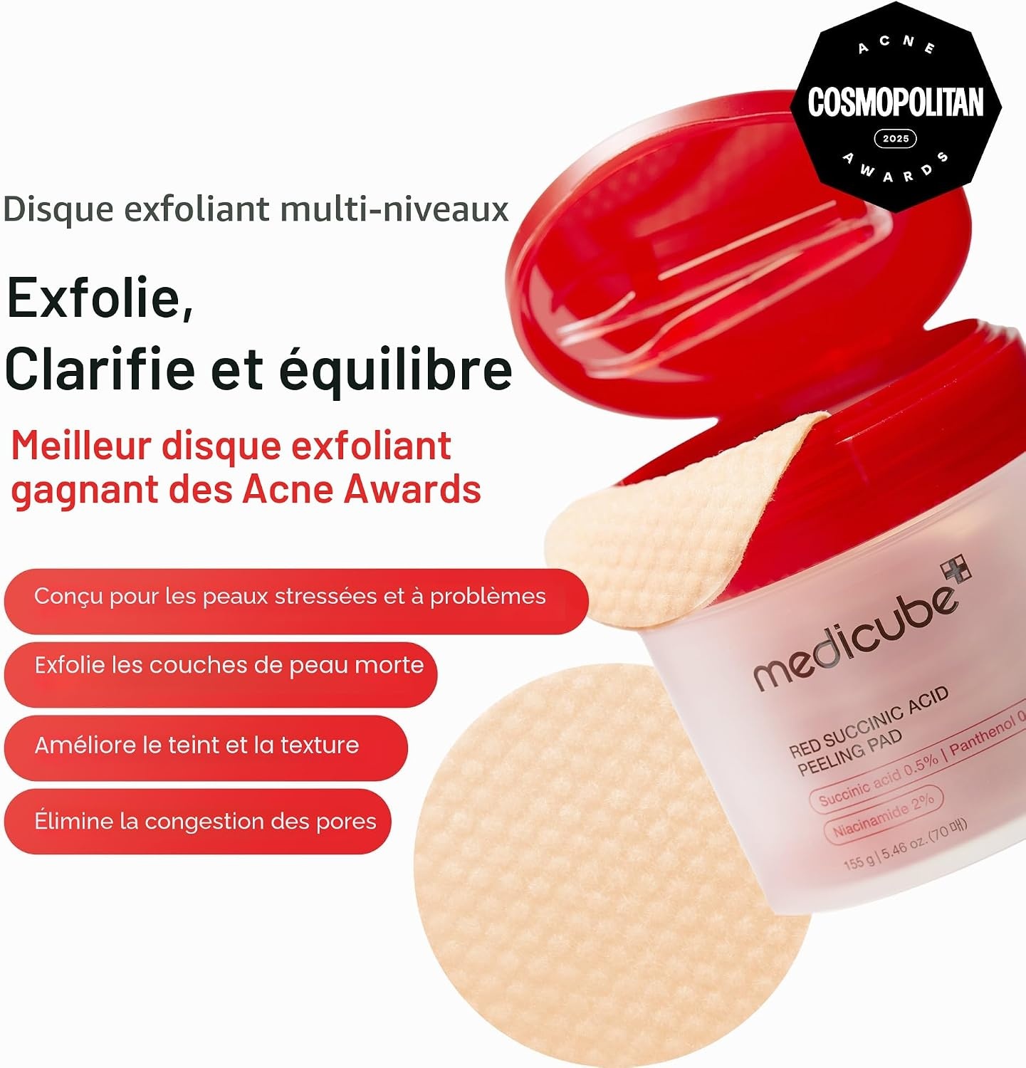 image:imagemedicube Peel amp Swipe Duo Hypochlorous Acid Rice Peel Shot and Red Succinic Pad for Smooth Clear Skin Gentle Exofoliating Duo Korean Skincare Set