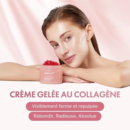 image:imagemedicube Pink Skincare Set for Glass Glow Skin Booster Pro Pink and Collagen Jelly Cream 110ml 6IN1 Real Glass Glow Beauty Massager Niacinamide amp FreezeDried Hydrolyzed Collagen Skincare Set