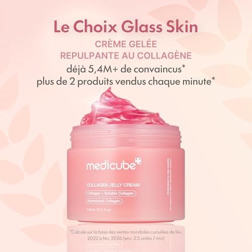 image:imagemedicube Pink Skincare Set for Glass Glow Skin Booster Pro Pink and Collagen Jelly Cream 110ml 6IN1 Real Glass Glow Beauty Massager Niacinamide amp FreezeDried Hydrolyzed Collagen Skincare Set