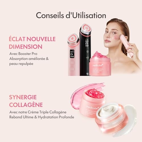 image:imagemedicube Pink Skincare Set for Glass Glow Skin Booster Pro Pink and Collagen Jelly Cream 110ml 6IN1 Real Glass Glow Beauty Massager Niacinamide amp FreezeDried Hydrolyzed Collagen Skincare Set