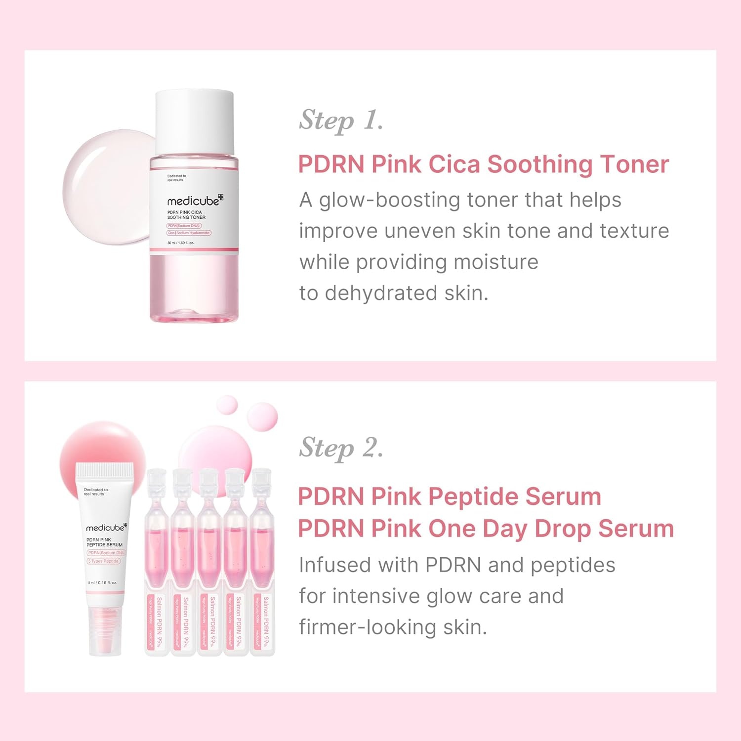 image:imagemedicube Salmon DNA PDRN Glow Kit Travel Essential Mini Skincare Set Glass Glow Mini Skincare Set with Toner Serum amp Sheet Mask For Hydrating Firming Moisturizing Korean SkincarePDRN Glow Kit