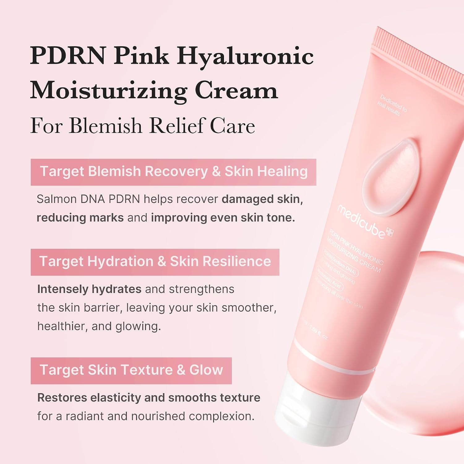 image:imagemedicube Salmon DNA PDRN Pink Hyaluronic Moisturizing Cream Blemish Relief Hydration amp Elasticity Care For the Look of Uneven Skin Tone amp Pores Korean Skincare 169 fl ozSalmon DNA PDRN