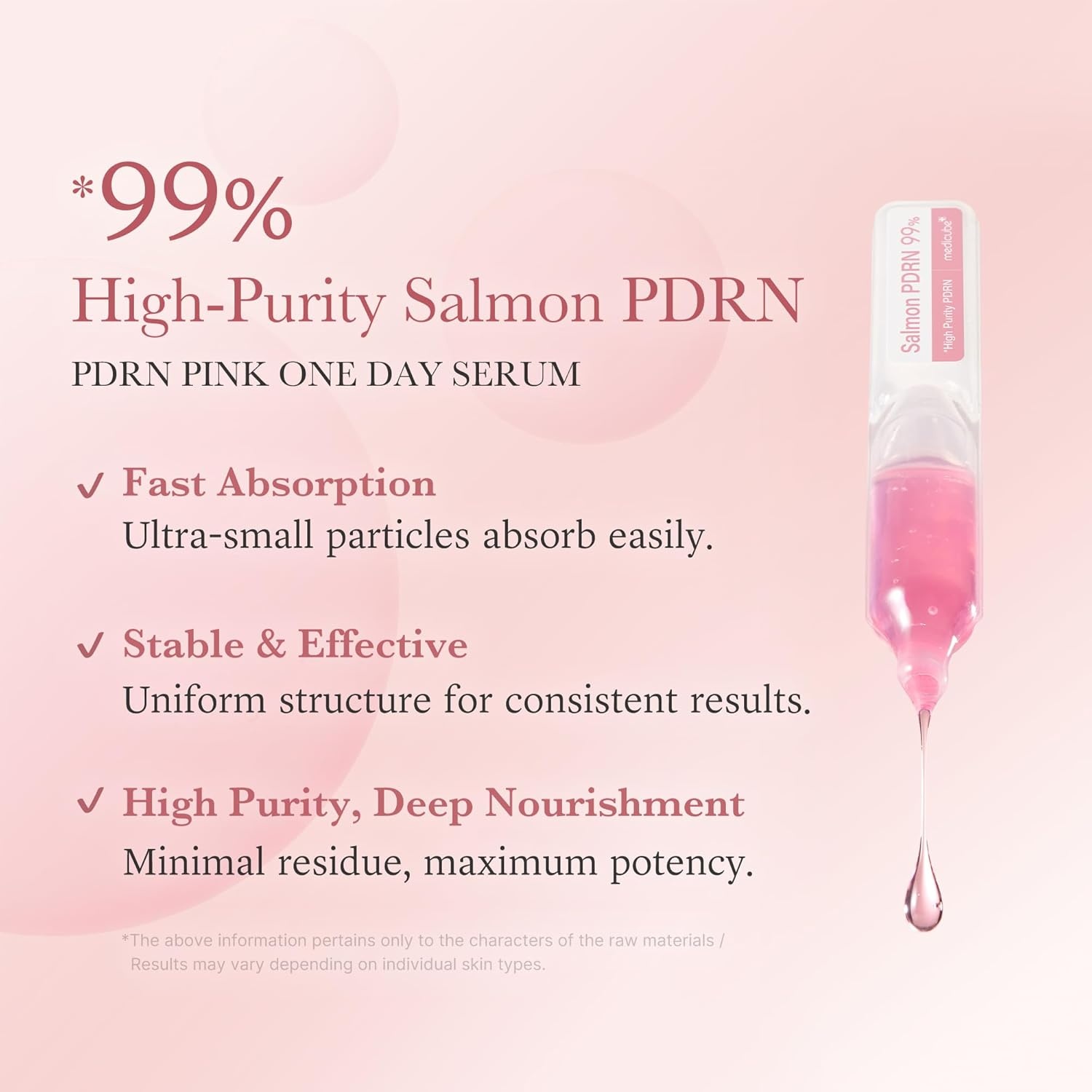 image:imagemedicube Salmon DNA PDRN Pink One Day Serum Intensive Ampoule with PDRN Collagen Glutathione Hyaluronic Acid Improves skin radiance and glow Korean Skincare 10ea