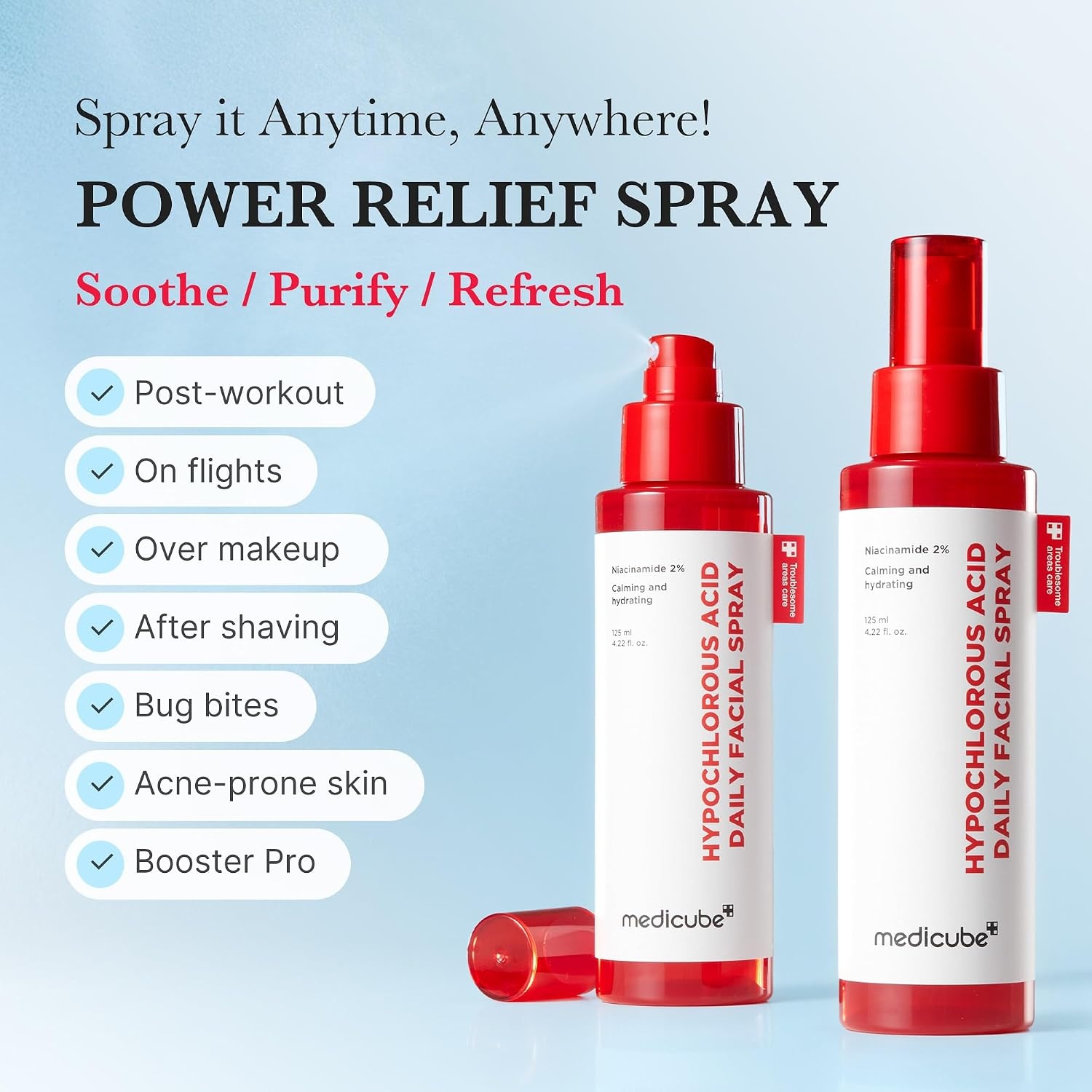 image:imagemedicube Swipe amp Spray Red Duo for Troubled Skin Red Succinic Acid Panthenol Facial Peeling Pads and Power Soothing Spray