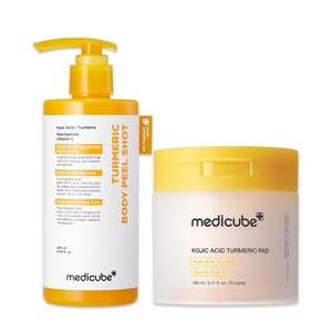 medicube Body Smoothing & Clarifying Duo: Turmeric Body Peel Shot & Kojic Acid Toner Pads | Gentle Body Exfoliation & Texture Care