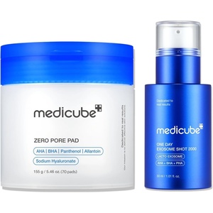 medicube Daily Toner Pads with Exosome 2000 for Pore Care: medicube Zero Pore Pads 2.0 and Zero Exosome Shot 2,000 PPM Spicule Facial Serum