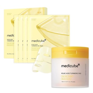 medicube Day & Night Kojic Acid Duo: Kojic Acid Turmeric Brightening Gold Jelly Gel Mask and Kojic Acid Turmeric Clarifying Toner Pad