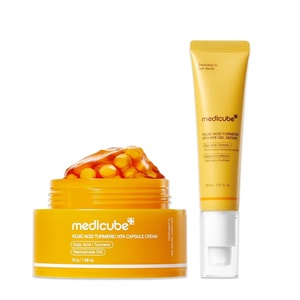 medicube Kojic Acid Brightening & Hydration Duo: Kojic Acid Capsule Cream and Eye Gel Serum | All-Day Radiance Care for Eye & Face | Soothing & Hydrating Care
