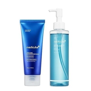 medicube Korean Home-Spa Pore Care Routine: Zero Pore Blackhead Mud Facial Mask and Zero Pore Blackhead Cleansing Oil