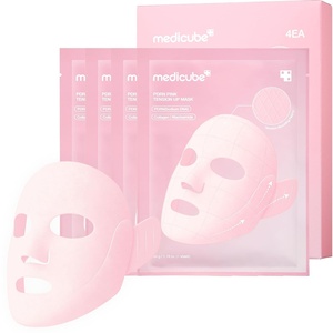 medicube PDRN Pink Tension Up Sheet Mask – 3-Step Contouring Mask | Full-Face Firming Care with Salmon PDRN, NAD & Caffeine – Korean Skincare, 34g x 4ea, Tightening Band(4 Count (Pack of 1))