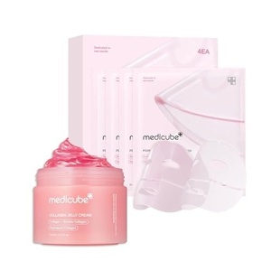 medicube Pink Glass Glow Duo for Uneven skin: Collagen Jelly Cream 110ml and Salmon DNA PDRN pink collagen jelly gel mask (4ea)