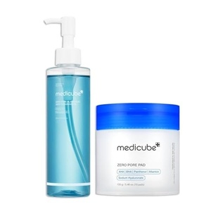 medicube Pore Care Duo for Flawless Skin: Zero Pore Blackhead Cleansing Oil and Zero Pore Pads 2.0 for Smoother, Refined Skin | Cleanse and Prep for Glass Glow Skin | Korean Skincare