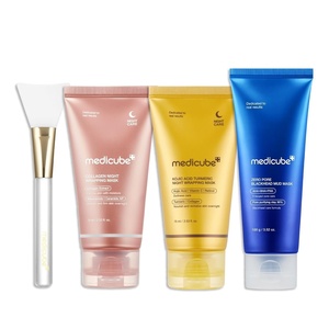 medicube Pore & Glow K-Viral Mask Set: Collagen Overnight Wrapping Peel Off Facial Mask Pack, Turmeric Overnight Wrapping Peel Off Mask 2.0 and Zero Pore Blackhead Mud Facial Mask and a Jelly Brush