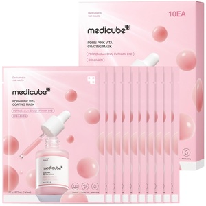 medicube Salmon DNA PDRN Pink Vitamin Coated Sheet Mask 10EA | Sheet Mask for Hydration, Firming, and Balanced Skin – Luxurious At-Home Care, Korean Skin Care, 0.77oz, 10ea(10 Count (Pack of 1))