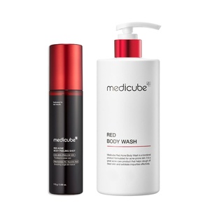 medicube red glow body essentials: Red Body Peeling Shot Body Spray Cleanser and Red Body Wash | Korean body care