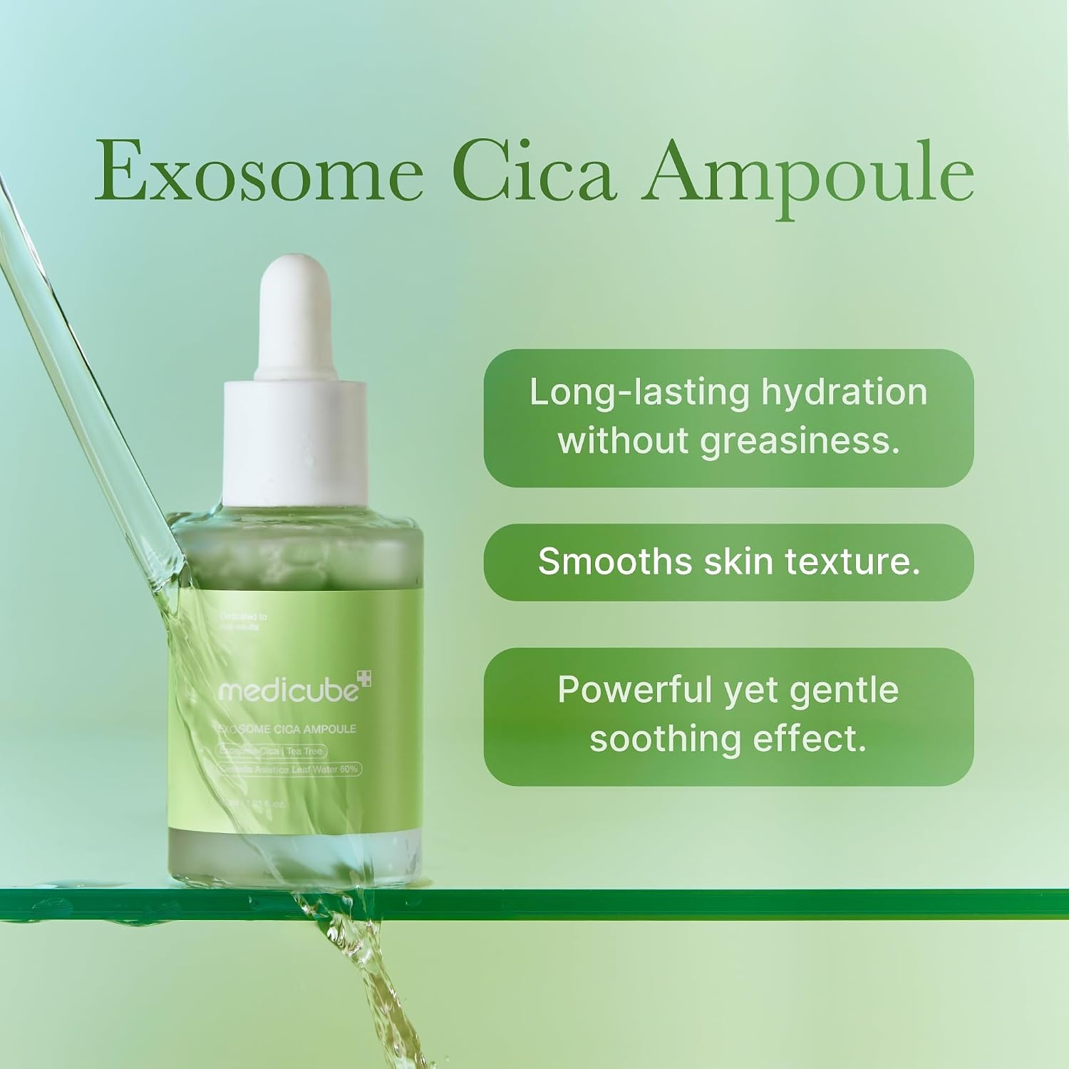 image:imageMedicube Exosome Cica Tea Tree Ampoule for Sensitive Skin with Centella Asiatica help reduce redness and breakouts Lowirritating Moisturizing amp Soothing Serum Korean Skincare 30ml