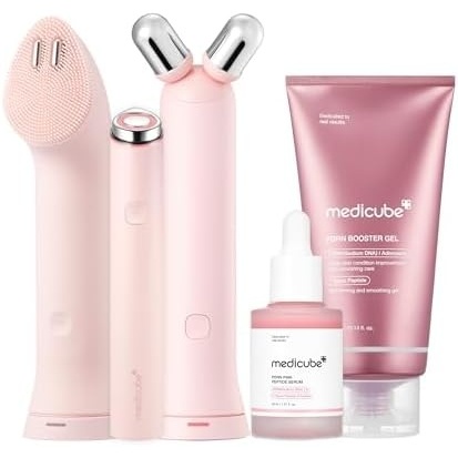 image:imagemedicube AllinOne Skin Booster Device amp Skincare Set Pink Mini Booster Pro Plus Full Facial Set PDRN Peptide Serum Booster Gel 3in1 Korean Facial Device for Cleansing Firming Hydrating