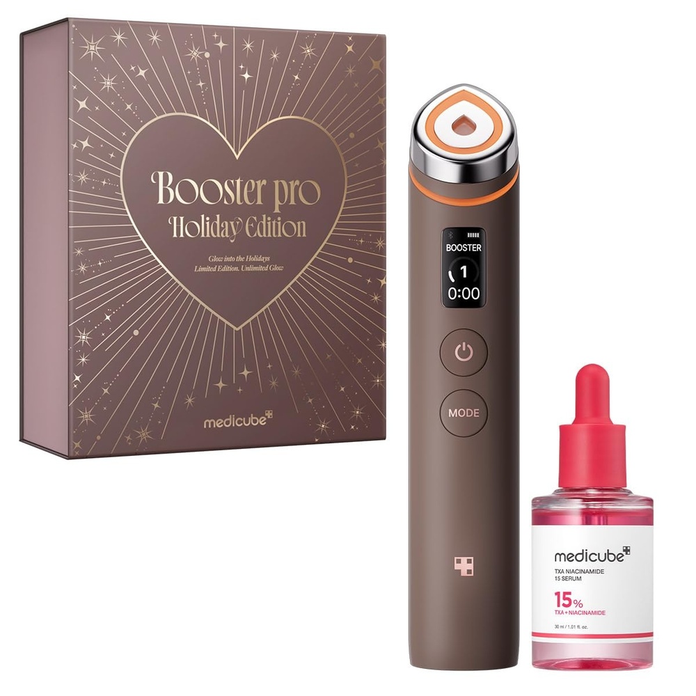image:imagemedicube Booster Pro Holiday Gift Set Amazon Exclusive Limited Mocha Booster Pro TXA Niacinamide Serum Gift for Women amp Men Perfect for Holiday Gifting amp Self Care Korean Skin Care Kit