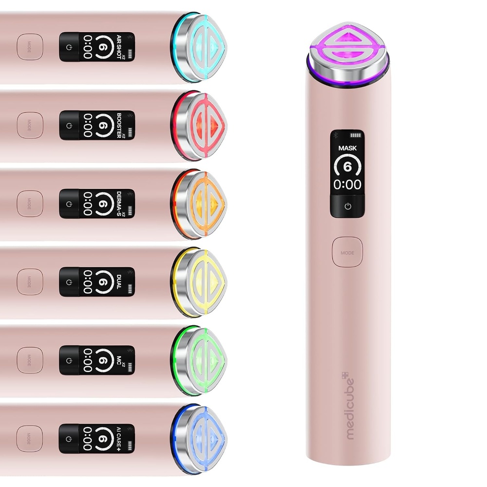 image:imagemedicube Booster Pro X2 7IN1 Glow Beauty Device 2X Care for Glow Pores Skin Definition amp Radiance Customized Dual amp Sheet Mask Boost Modes Korean Skincare Device WhitePink