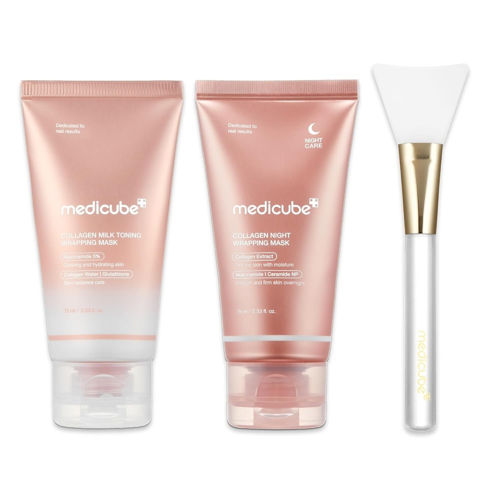 image:imagemedicube Day amp Night Collagen Wrapping Mask Duo Collagen Glazed Milky Glow Daytime and Overnight Wrapping Mask Hydrating amp Firming Skincare Gift Set for Radiant Skin Gifts for Women