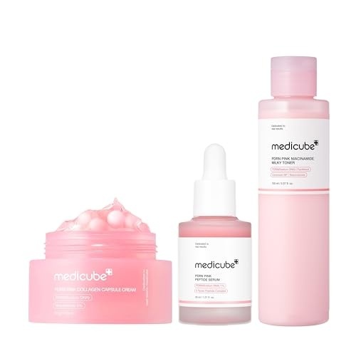 image:imagemedicube PDRN Daily Glow Routine Full Set Milky Toner PDRN Pink Peptide Serum and Capsule Cream for Hydration Glass Glow Skin Daily Nourishing Care Korean Skincare Skincare Set Gifts for Women