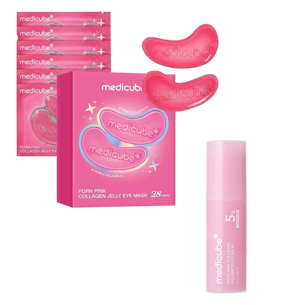 image:imagemedicube PDRN Pink Eye amp Glow Stick Duo 28 Pairs Jelly Eye Mask and Collagen Volume Multi Balm Stick Hydrate amp Boost Radiance and Firm Korean Skincare