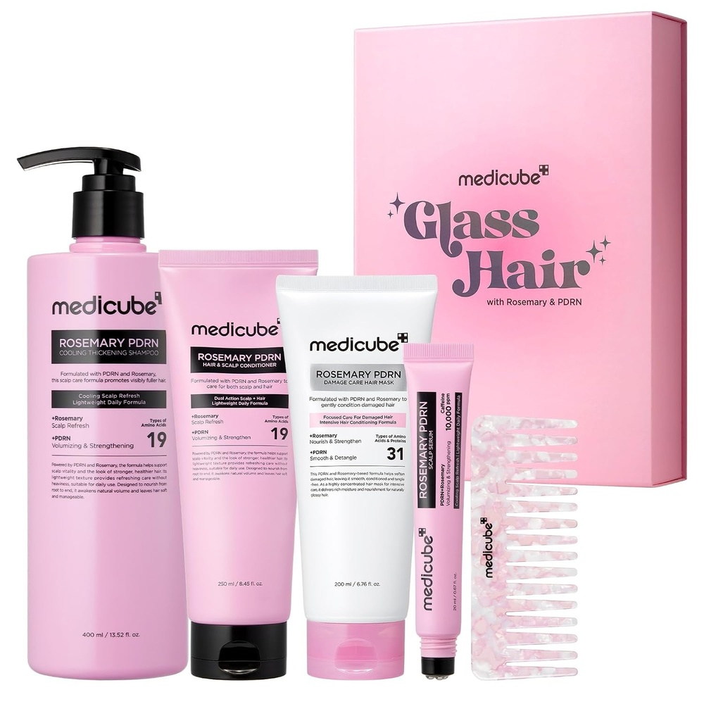 image:imagemedicube Rosemary PDRN Glass Hair Set FullSize Gift Kit for a Fuller Look ScalptoEnds 4Step Hair Ritual Root Volume amp Hair Breakage Care for Fine ThinLooking hair Korean Hair Care 5Piece