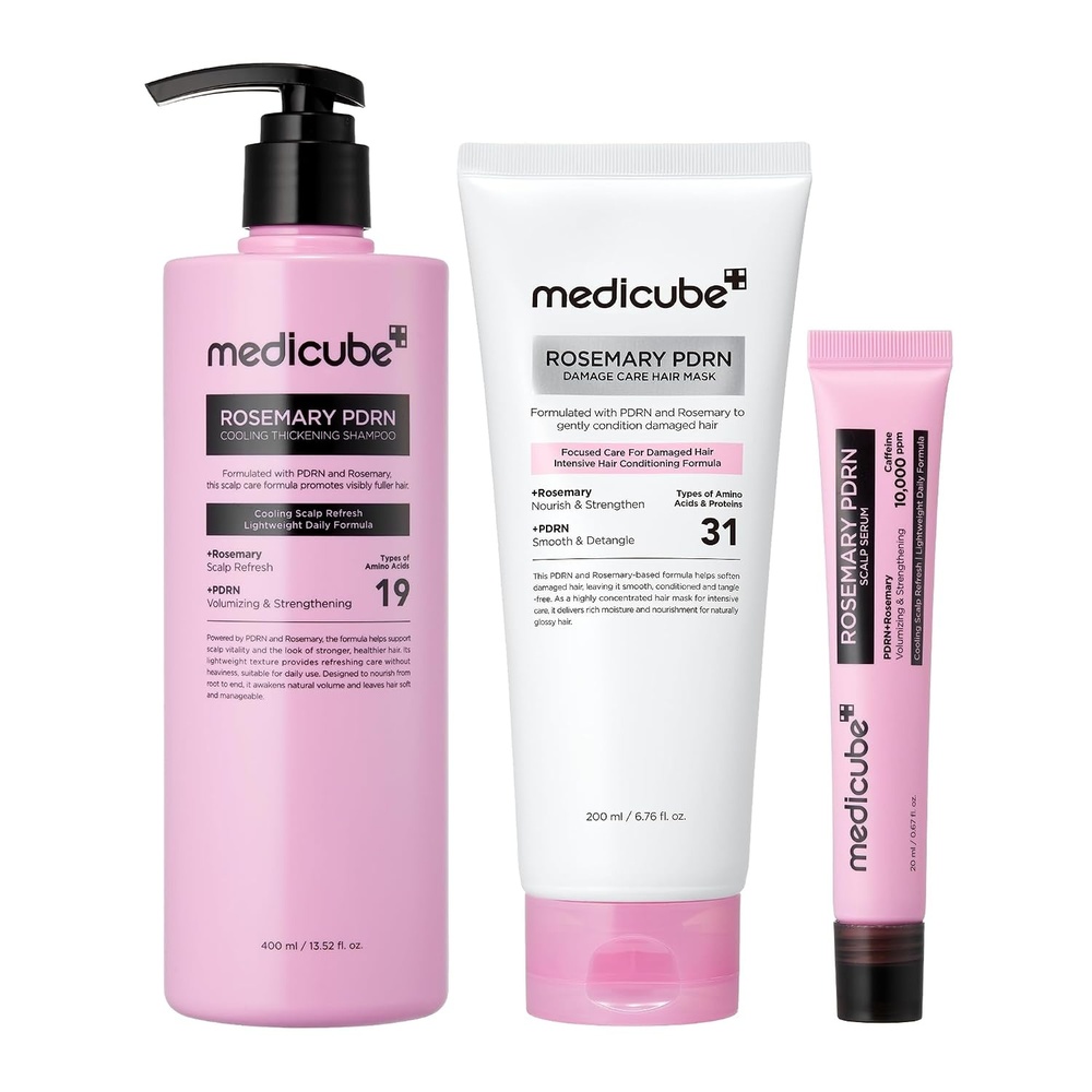 image:imagemedicube Rosemary PDRN Healthy Hair Trio Shampoo Conditioner and Scalp Serum Full Set Scalp Care Deep Damage Care and Glow Korean Hair Care