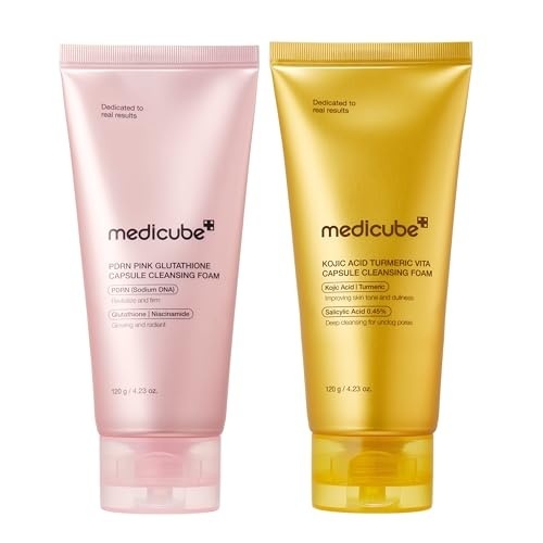 image:imagemedicube Tone Correcting Cleanser Duo PDRN Capsule and Kojic Acid Turmeric Capsule Foam Cleanser Targets Uneven Skin Tone amp Dark Spots Brightening amp Clarifying Korean Skincare Set