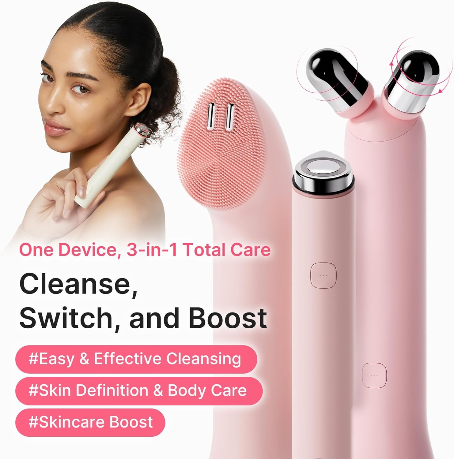 image:imagemedicube AllinOne Skin Booster Device amp Skincare Set Pink Mini Booster Pro Plus Full Facial Set PDRN Peptide Serum Booster Gel 3in1 Korean Facial Device for Cleansing Firming Hydrating