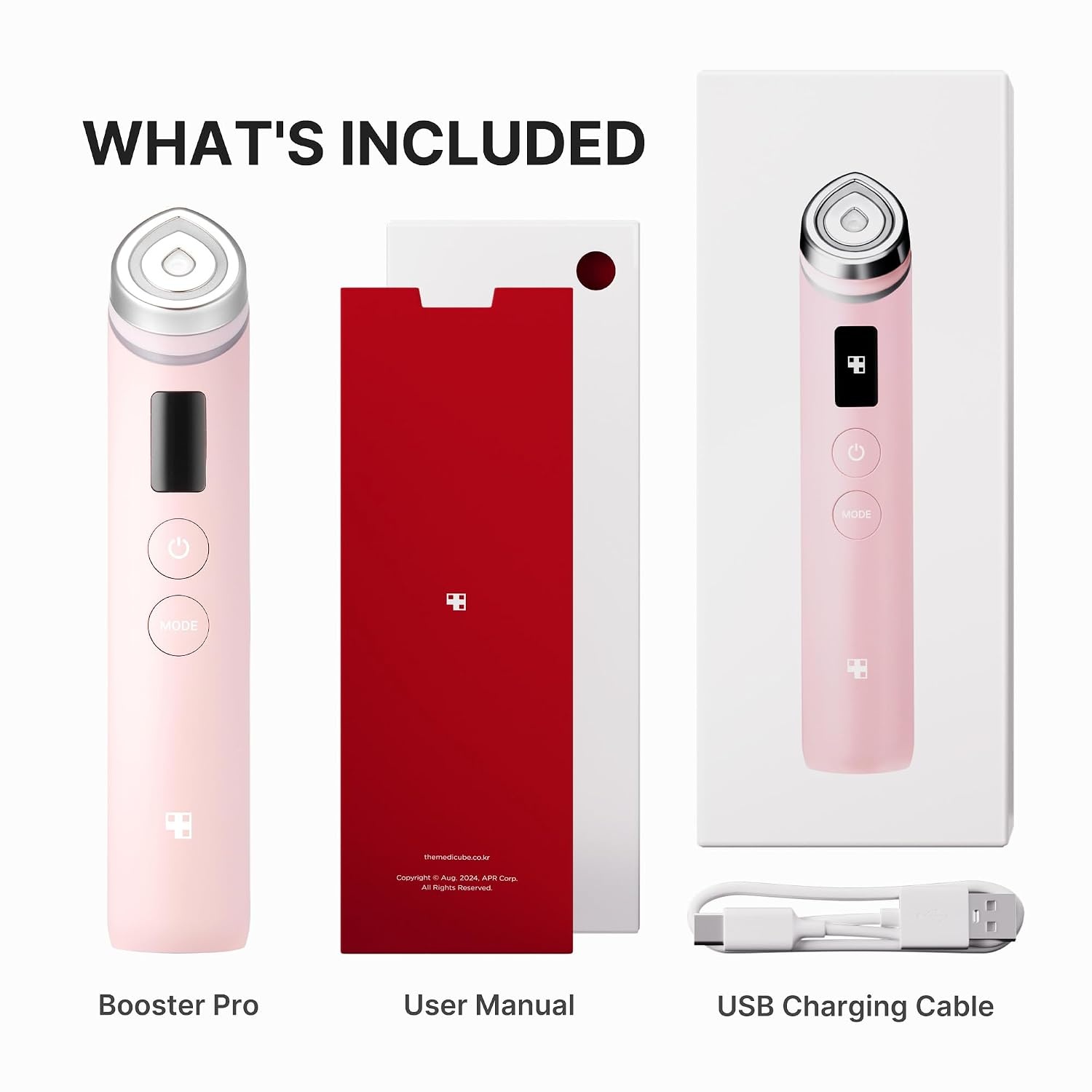 image:imagemedicube Booster Pro 6in1 Real Glass Glow Beauty Massager for Clear Radiant FirmerLooking Skin Korean Skin Care PinkPink