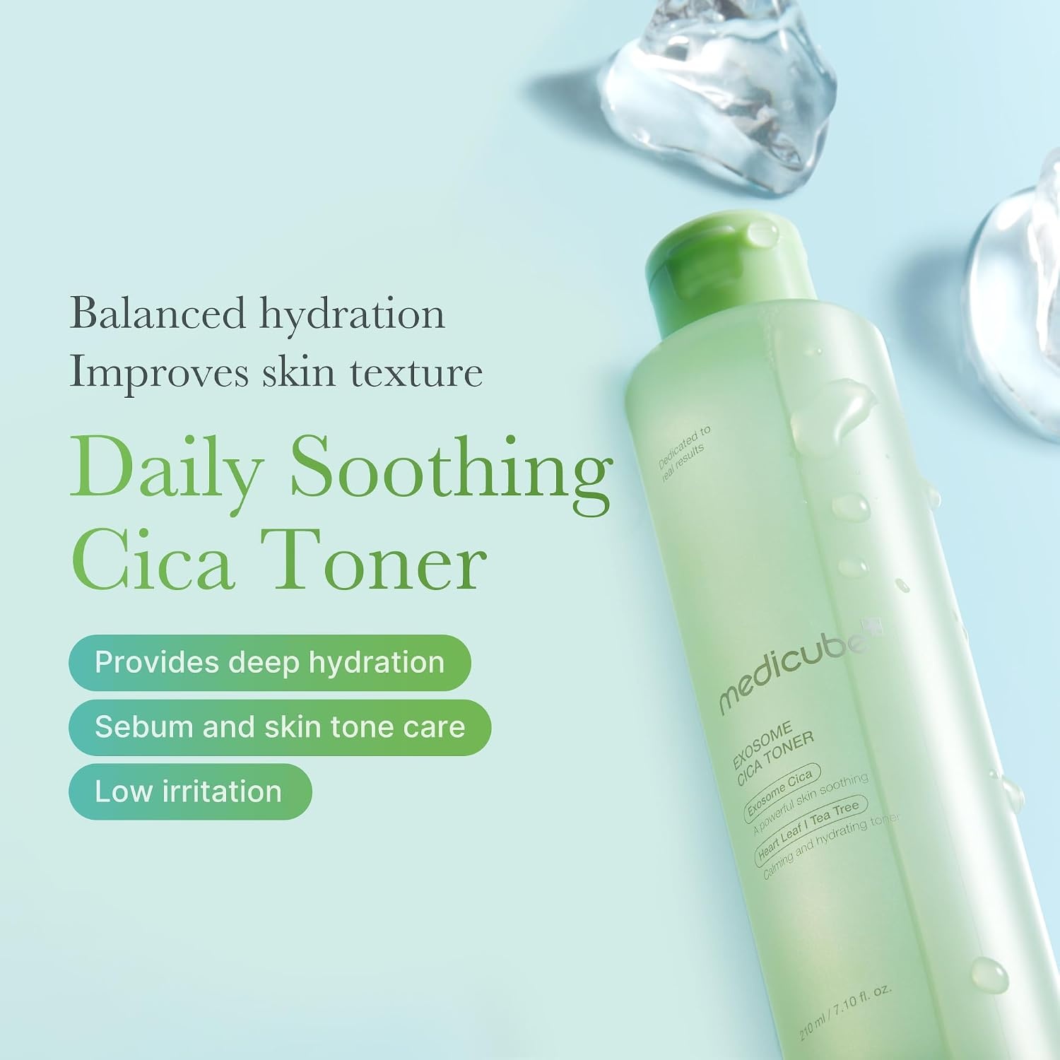 image:imagemedicube Exosome CICA Toner Daily Soothing Toner with Exosome CICA Heartleaf Tea Tree 12 Kinds of CICA Low Irritation Sebum Care Korean Skin Care for Stressed Skin 210ml 710 floz