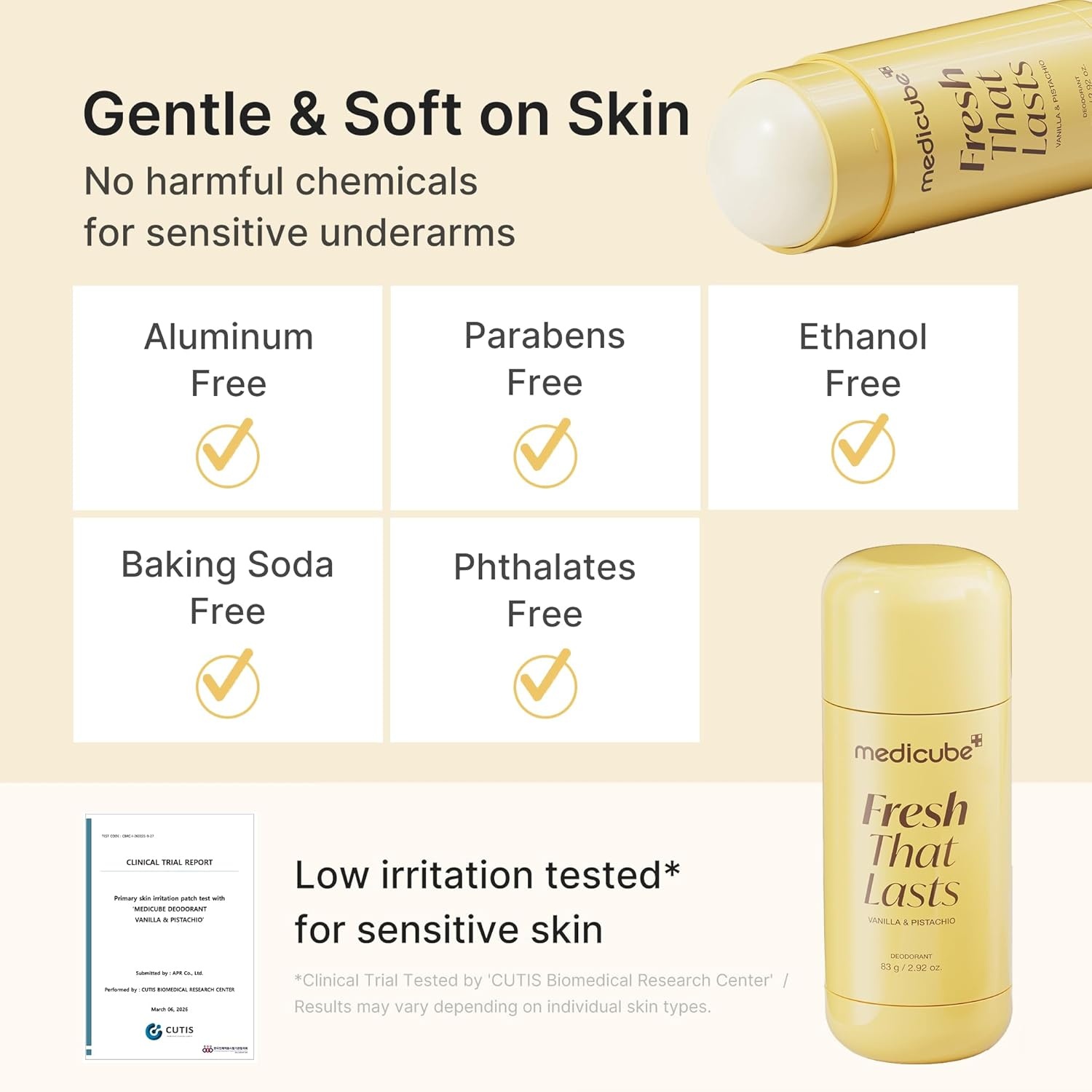 image:imagemedicube Kojic Acid amp Turmeric AluminumFree Deodorant for Women amp Men Vanilla amp Pistachio Perfumed Stick AllDay Odor Protection Underarm Brightening Care Korean Skincare 292 oz