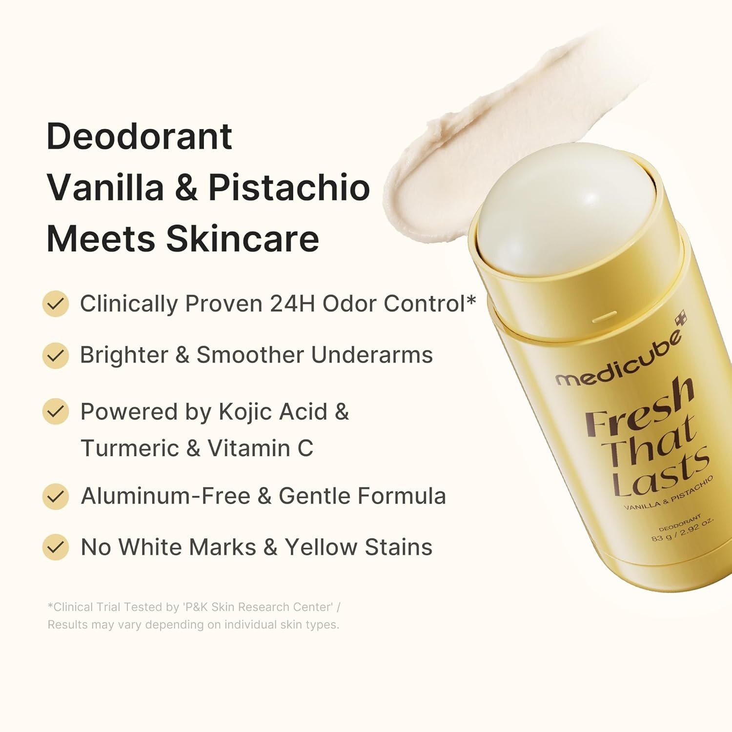 image:imagemedicube Kojic Acid amp Turmeric AluminumFree Deodorant for Women amp Men Vanilla amp Pistachio Perfumed Stick AllDay Odor Protection Underarm Brightening Care Korean Skincare 292 oz
