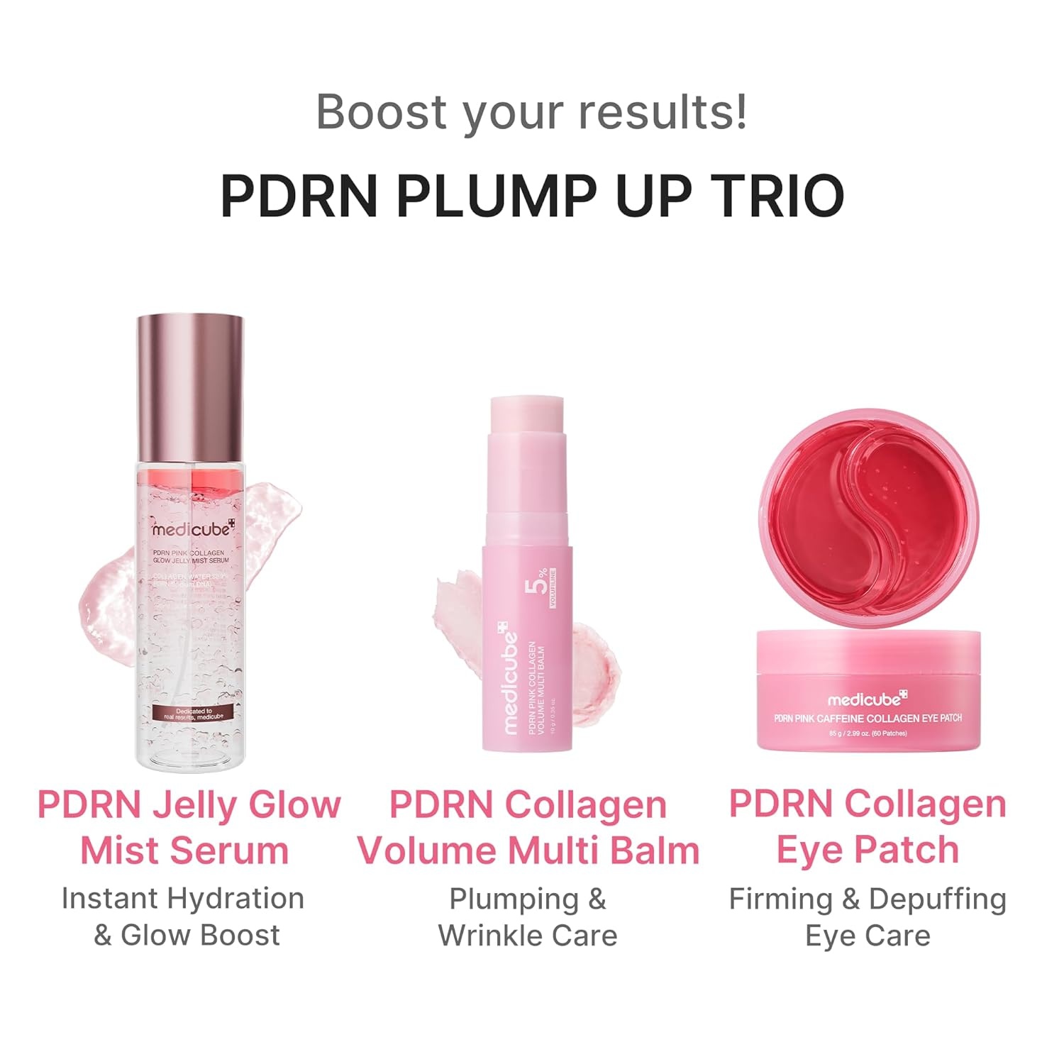 image:imagemedicube PDRN Eye Glow Duo PDRN Collagen Volume Multi Balm Stick and Caffeine Eye Patches Depuff Smooth Brighten Under Eyes Smile Lines Radiance amp Firming Korean Skincare Gifts for Women