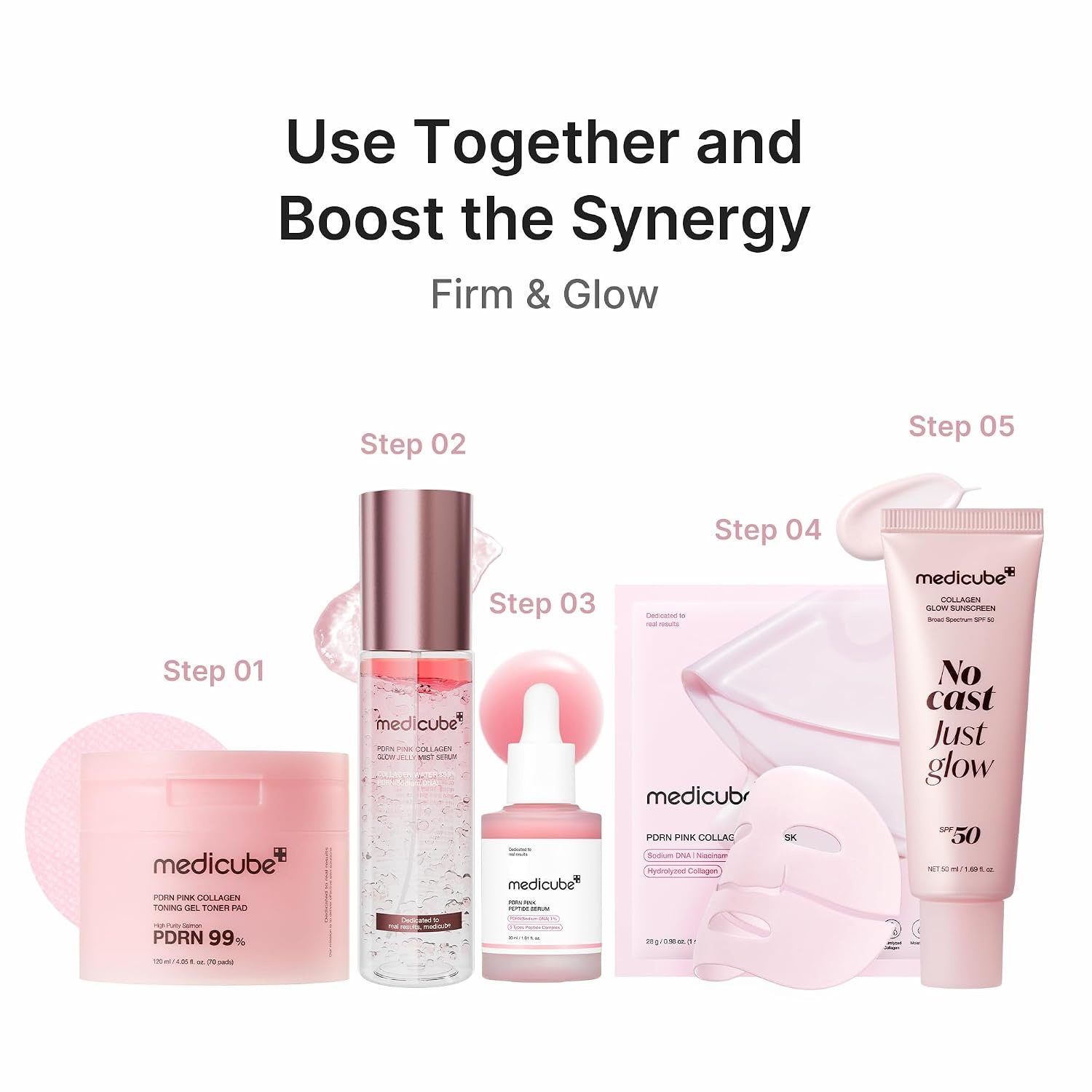 image:imagemedicube PDRN LockIn Glow Set PDRN Pink Peptide Serum Capsule Cream and Jelly Gel Mask for Hydration Glass Glow Skin Korean Skincare Skincare Set Gifts for Women